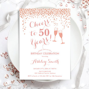50. Geburtstag - Bis zu 50 Jahre Rose Gold Weiß Einladung
