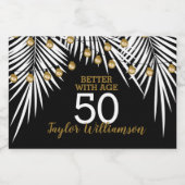 50. Geburtstag Black and Gold Mini Schaumweinetikett (Einzelnes Label)