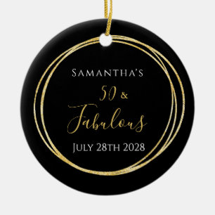 50. Geburtstag Black Gold 50 und fabelhaft Keramik Ornament
