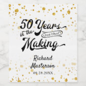 50. Geburtstag Black Gold Confetti Retro Script Weinetikett (Einzelnes Label)