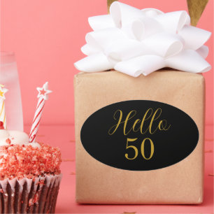 50. Geburtstag Black Gold Elegant Ovaler Aufkleber