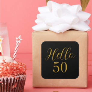 50. Geburtstag Black Gold Elegant Quadratischer Aufkleber