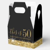 50. Geburtstag Black Gold Glitzer Confetti Geschenkschachtel (Geöffnet)