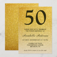 50. Geburtstag Black Gold Glitzer Sparkle Ombre