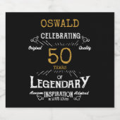 50. Geburtstag Black Gold Legendary Funny Bierflaschenetikett (Einzelnes Label)