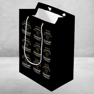 50. Geburtstag Black Gold Legendary Retro Mittlere Geschenktüte