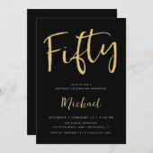 50. Geburtstag Black Gold Meilenstein Einladung (Vorne/Hinten)