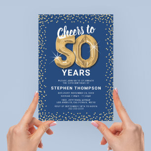 50. Geburtstag Blau Gold Einladung