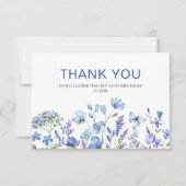 50. Geburtstag Blaue Flora Dankeskarte (Vorderseite)