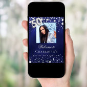 50. Geburtstag blauen Silberstars Foto willkommen Poster