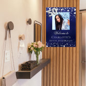 50. Geburtstag blauen Silberstars Foto willkommen Poster
