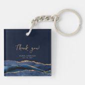 50. Geburtstag Blue Gold Agate Vielen Dank Schlüsselanhänger (Rückseite)