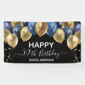 50. Geburtstag Blue Gold Balloons Banner (Horizontal)