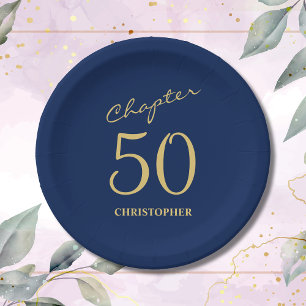 50. Geburtstag Blue Gold Kapitel 50 Pappteller