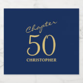 50. Geburtstag Blue Gold Kapitel 50 Schaumweinetikett (Einzelnes Label)