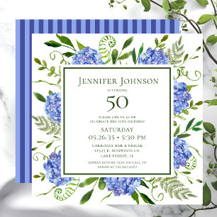 50. Geburtstag Blue Hydrangeas Einladung