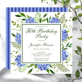 50. Geburtstag Blue Hydrangeas Script Einladung
