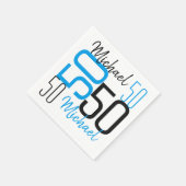 50. Geburtstag Blue Personalisiert Paper Napkins Serviette (Ecke)
