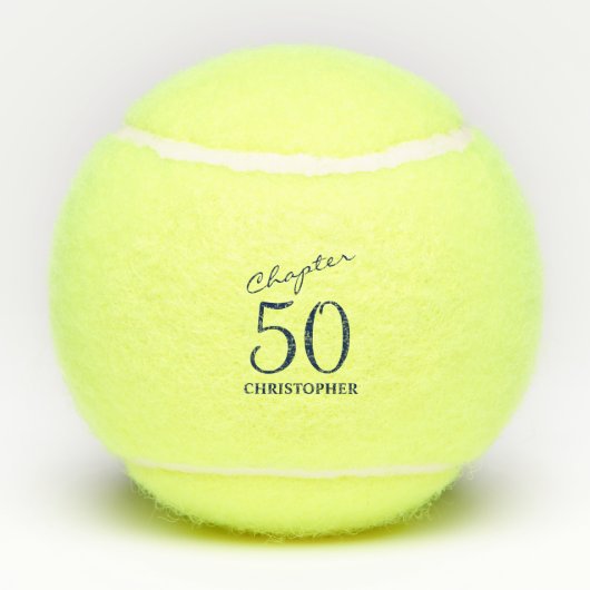 50. Geburtstag Blue Script Tennisbälle (Rückseite)