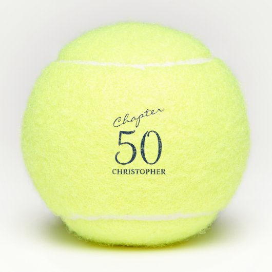50. Geburtstag Blue Script Tennisbälle (Vorderseite)
