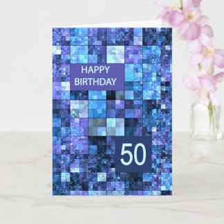 50. Geburtstag, Blue Squares, Karte