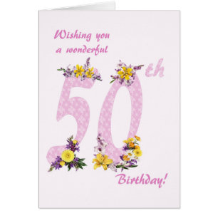 50. Geburtstag Blume Dekorierte Zahlen
