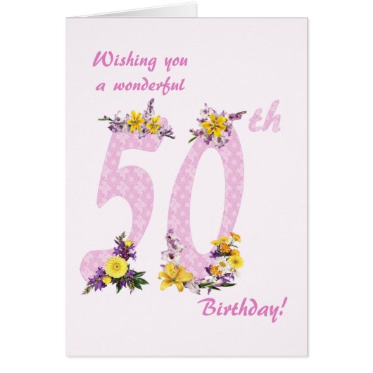 50. Geburtstag Blume Dekorierte Zahlen (Vorne)