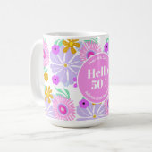 50. Geburtstag Blumen Romantisch Klassisch Hübsche Kaffeetasse (Vorderseite Links)
