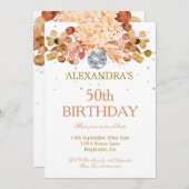 50. Geburtstag Blumendisco Einladung (Vorne/Hinten)