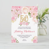 50. Geburtstag Blumeneinladung, Einladung (Stehend Vorderseite)