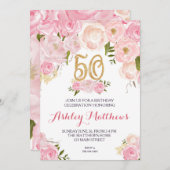 50. Geburtstag Blumeneinladung, Einladung (Vorne/Hinten)