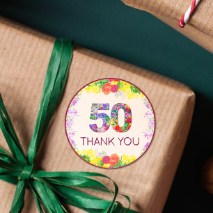 50. Geburtstag Blumengebäck Blume Elegant 50 Jahre Runder Aufkleber