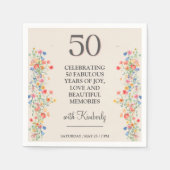 50. Geburtstag blumengeschmücktes Party 50 Jahre P Serviette (Vorderseite)