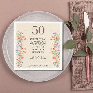 50. Geburtstag blumengeschmücktes Party 50 Jahre P Serviette