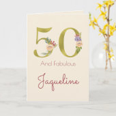 50. Geburtstag Blumengold Elegant Feminine Karte (Gelbe Blume)