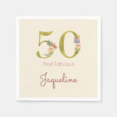 50. Geburtstag Blumengold Elegantes Chic Feminine Serviette (Vorderseite)