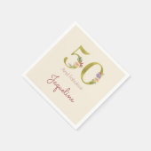 50. Geburtstag Blumengold Elegantes Chic Feminine Serviette (Ecke)