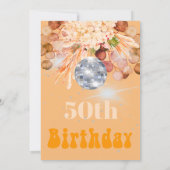 50. Geburtstag Blumenorange Diskothek Ball Einladung (Rückseite)