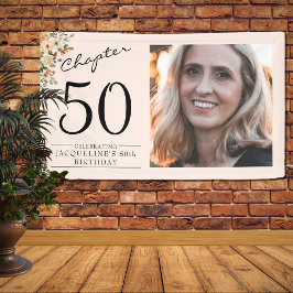 50. Geburtstag Blumenrosa Foto Banner