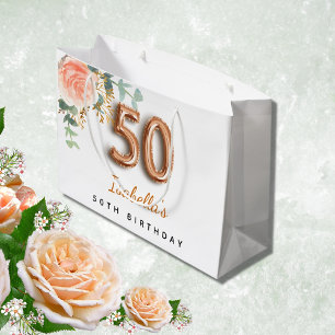 50. Geburtstag blumige Rose Eukalyptus Geburtstag Große Geschenktüte