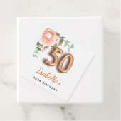 50. Geburtstag Blütengold-Rose Eukalyptus Monogram Geschenkanhänger (Beispiel)