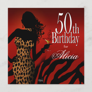 50. Geburtstag Bombshell Leopard Cocktail Party Einladung