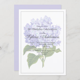 50. Geburtstag Botanisches Hydrangea Einladung
