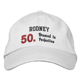 50. Geburtstag BREWED to PERFECTION White Red V05 Bestickte Baseballkappe