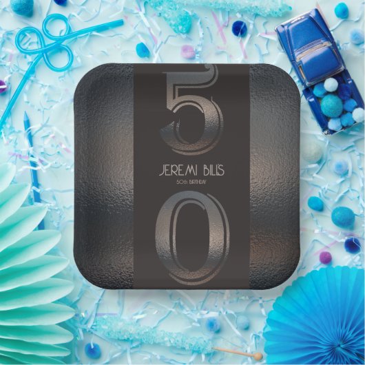 50. Geburtstag Bronze-Papierplatte Pappteller (Party)