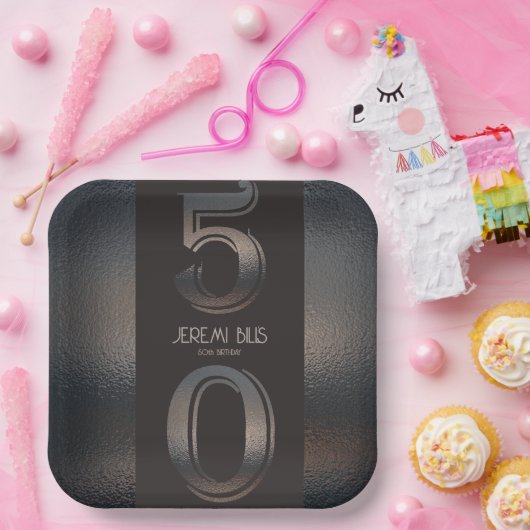 50. Geburtstag Bronze-Papierplatte Pappteller (Party)