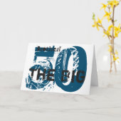 50. Geburtstag, Bruder, Blau, Schwarzes, weiß Karte (Gelbe Blume)