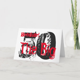 50. Geburtstag, Bruder, roter, weißer Text auf sch Karte