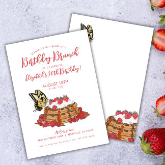 50. Geburtstag Brunch Strawberry Waffles Einladung