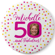 50. Geburtstag buntes pinkfarbenes, gelbes Konfett